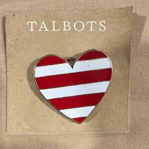 NWT Talbots Striped Red and White Heart Pin